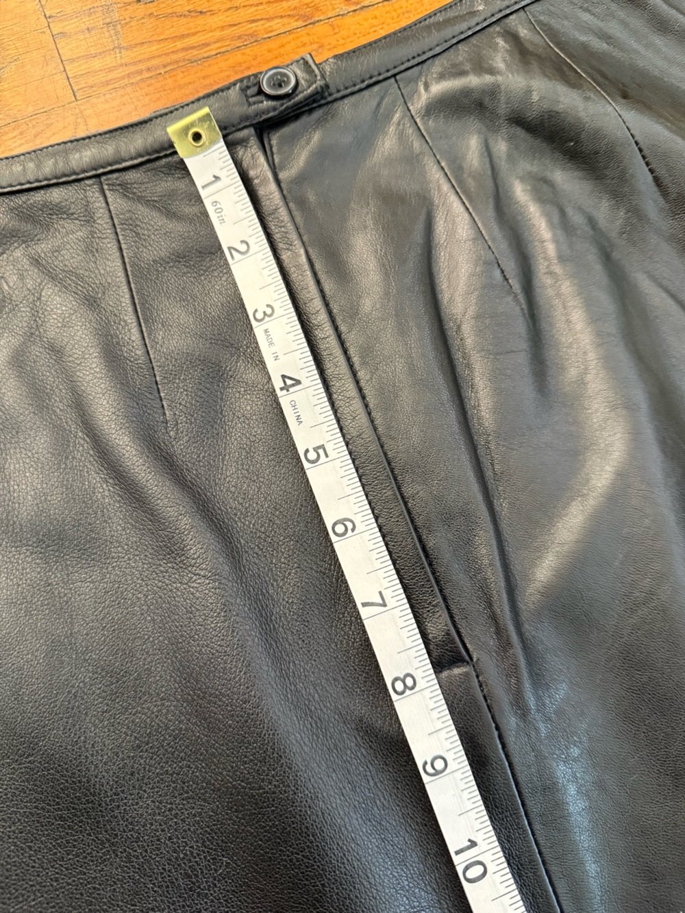 Vintage Mixit Genuine Leather Straight Pencil Skirt Black Y2K Minimalist Size 6 - Picture 11 of 16